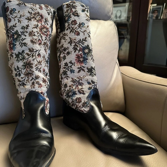 John Fluevog “Swordfish Brand” vintage cowboy boots  with floral knit top 6.5 - Picture 3 of 8